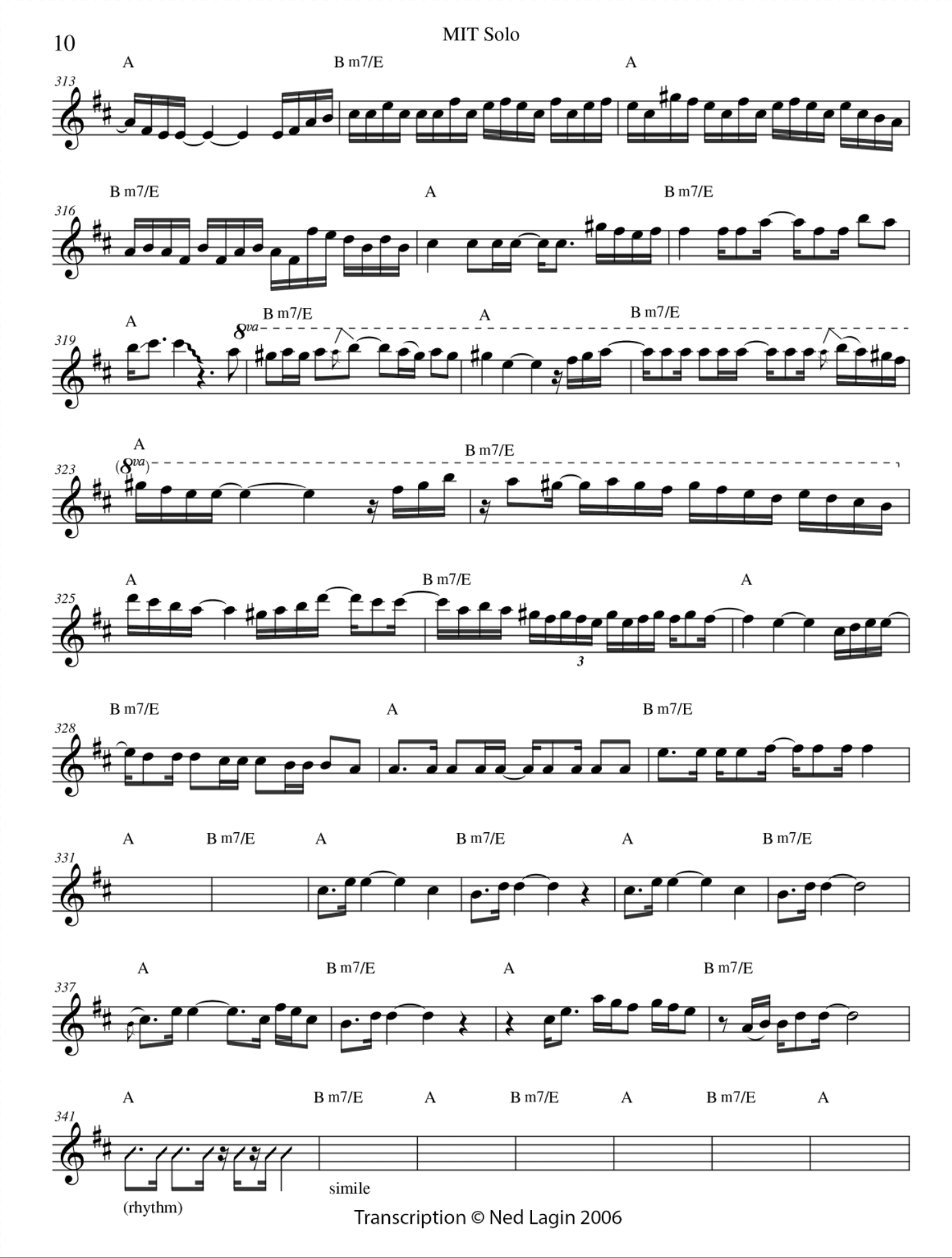 Jerry Garcia guitar solo transcription Page 10 - Photo © Ned Lagin