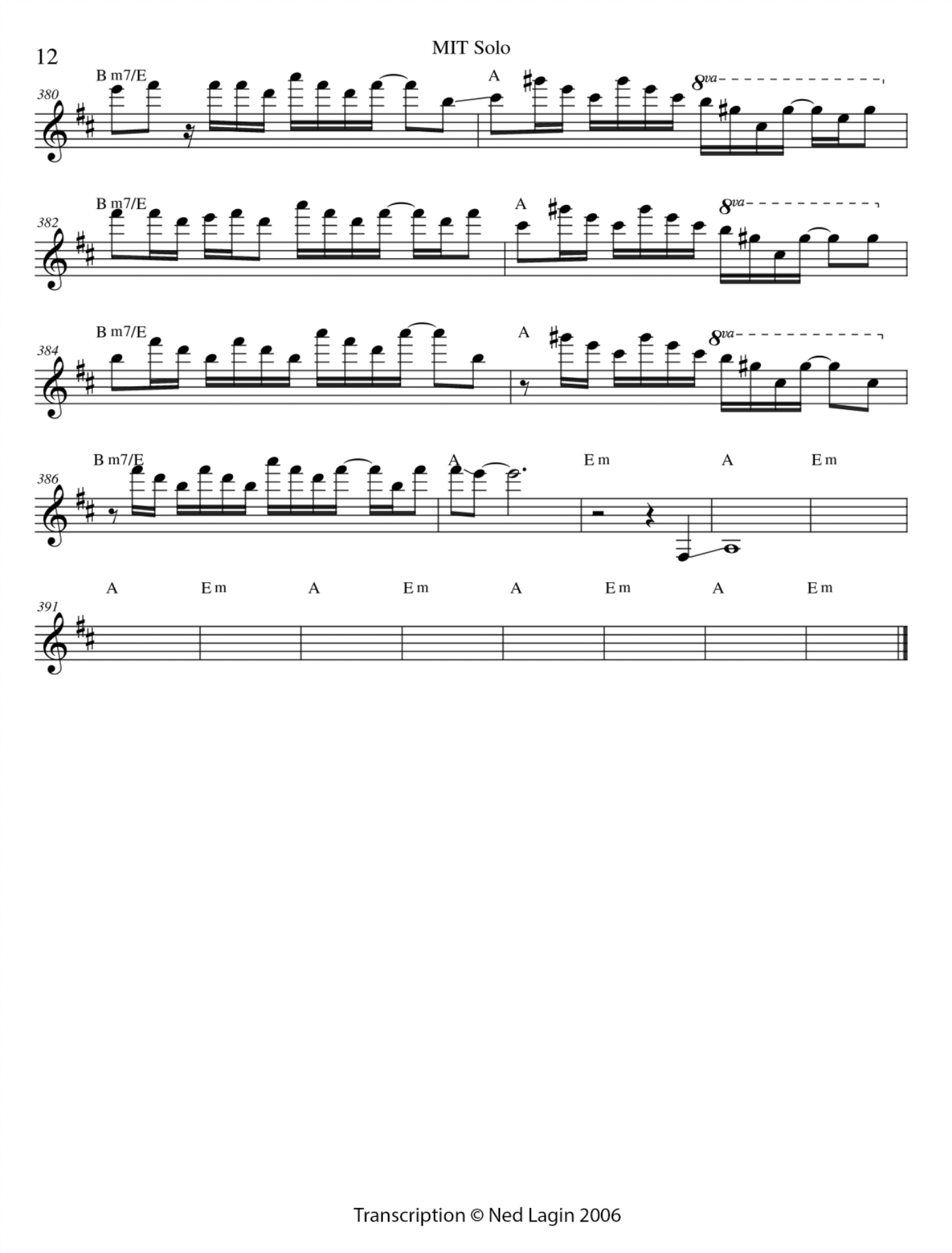 Jerry Garcia guitar solo transcription Page 12 - Photo © Ned Lagin