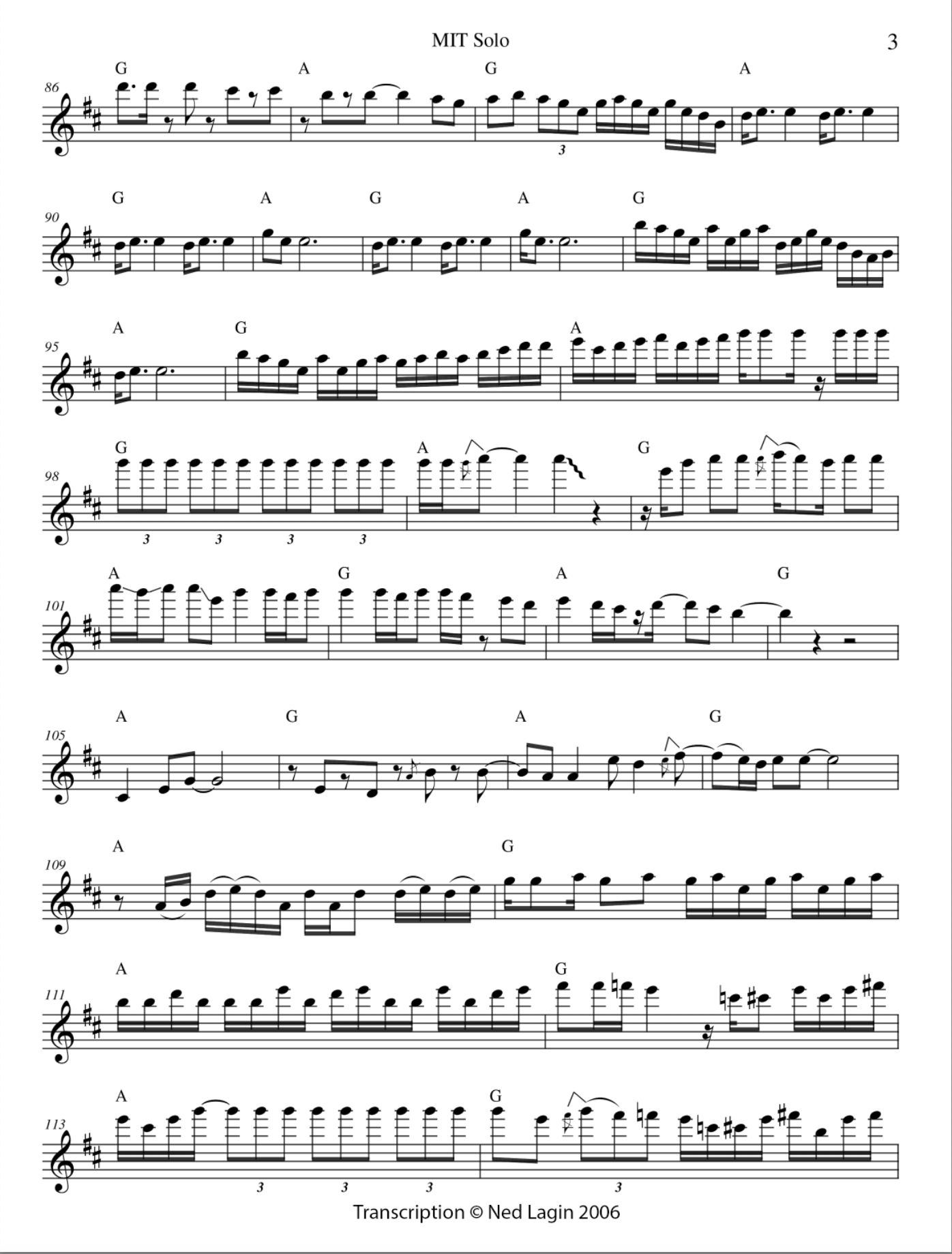 Jerry Garcia guitar solo transcription Page 3 - Photo © Ned Lagin