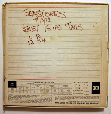Tape box for the September 13, 1972 mix of 'Seastones'